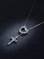 thumb 925 Sterling Silver Cubic Zirconia Cross Dainty Tassel Necklace 2