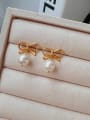 thumb 925 Sterling Silver Imitation Pearl Bowknot Vintage Drop Earring 3