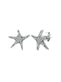 thumb 925 Sterling Silver Cubic Zirconia Sea Star Minimalist Stud Earring 0