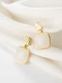 thumb 925 Sterling Silver With Gold Plated Minimalist Square Minimalist Drop Earrings 0