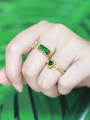 thumb Brass Glass Stone Heart Minimalist Band Ring 1