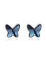 thumb 925 Sterling Silver Austrian Crystal Butterfly Classic Stud Earring 4