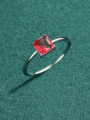 thumb 925 Sterling Silver Tourmaline Square Classic Band Ring 0
