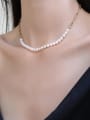 thumb Titanium Imitation Pearl Heart Minimalist Necklace 2