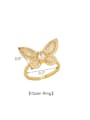thumb Brass Cubic Zirconia Butterfly Vintage Band Ring 1