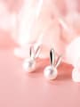 thumb 925 Sterling Silver  Cute Strawberry Crystal Moonstone rabbit  Stud Earring 2