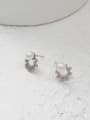 thumb 925 Sterling Silver Imitation Pearl White Geometric Minimalist Stud Earring 1