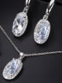 thumb Brass Cubic Zirconia  Luxury Oval Earring Ring and Necklace Set 4