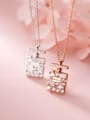 thumb 925 Sterling Silver Cubic Zirconia Square Vintage Necklace 0