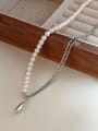 thumb 925 Sterling Silver Freshwater Pearl Water Drop Vintage Beaded Necklace 0