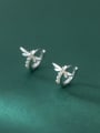 thumb 925 Sterling Silver Imitation Pearl Dragonfly Minimalist Huggie Earring 1
