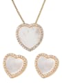 thumb Copper Minimalist Heart  Shell Earring and Necklace Set 0