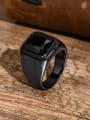 thumb Stainless steel Glass Stone Geometric Hip Hop Band Ring 3