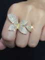 thumb Brass Cubic Zirconia Butterfly Statement Cocktail Ring 3
