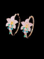 thumb Brass Cubic Zirconia Flower Luxury Cluster Earring 3