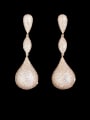 thumb Brass Cubic Zirconia Water Drop Statement  Three-color full diamond irregular long  Earring 1