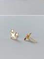 thumb 925 Sterling Silver Minimalist four-pointed star Stud Earring 3