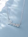 thumb 925 Sterling Silver Rhinestone White Letter Cute Necklace 3