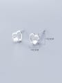 thumb 925 Sterling Silver With Platinum Plated Minimalist Heart Stud Earrings 3