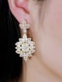 thumb Brass Cubic Zirconia Flower Luxury Drop Earring 3