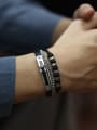 thumb Titanium Steel Artificial Leather Weave Hip Hop Strand Bracelet 1