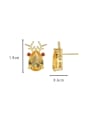 thumb Brass Cubic Zirconia Deer Minimalist Stud Earring 2