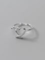 thumb 925 Sterling Silver Hollow Line Heart Minimalist Band Ring 3