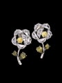 thumb Brass Cubic Zirconia Flower Luxury Earring 2