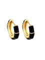 thumb Brass Enamel Geometric Minimalist Huggie Earring 3
