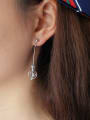 thumb 925 Sterling Silver Geometric Minimalist Foam White Crystal  Threader Earring 2