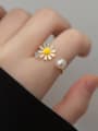 thumb 925 Sterling Silver Enamel Flower Cute Band Ring 1