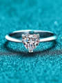thumb 925 Sterling Silver Moissanite Heart Classic Band Ring 0