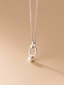 thumb 925 Sterling Silver Imitation Pearl Letter Minimalist Necklace 2