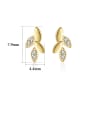 thumb 925 Sterling Silver Cubic Zirconia Leaf Dainty Stud Earring 2