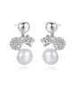 thumb 925 Sterling Silver Freshwater Pearl Round Ball Trend Drop Earring 0