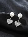thumb 925 Sterling Silver Classic Freshwater Pearl Heart  Drop Earring 1