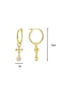 thumb Brass Cubic Zirconia Cross Minimalist Huggie Earring 2