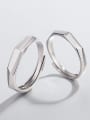 thumb 925 Sterling Silver Smooth Geometric Minimalist Couple Ring 2