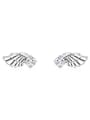 thumb 925 Sterling Silver Cubic Zirconia Wing Classic Stud Earring 0