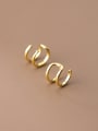 thumb 925 Sterling Silver Geometric Minimalist Double layer Line Clip Earring 0