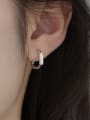 thumb 925 Sterling Silver Hexagon Minimalist Huggie Earring 1