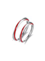 thumb 925 Sterling Silver Enamel Irregular Minimalist Couple Ring 0