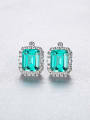 thumb 925 Sterling Silver Cubic Zirconia Square Luxury Stud Earring 2