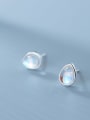 thumb 925 Sterling Silver Glass Stone Water Drop Minimalist Stud Earring 0