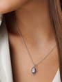 thumb 925 Sterling Silver Cubic Zirconia Oval Dainty Necklace 1