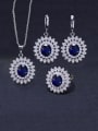 thumb Brass Cubic Zirconia  Dainty Geometric Earring Ring and Necklace Set 2