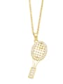 thumb Brass Cubic Zirconia Letter Trend Necklace 3