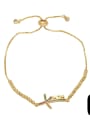 thumb Brass Cubic Zirconia Letter Hip Hop Adjustable Bracelet 3