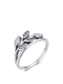 thumb 925 Sterling Silver Cubic Zirconia Leaf Vintage Band Ring 0