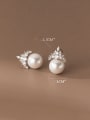 thumb 925 Sterling Silver Imitation Pearl Crown Minimalist Stud Earring 3